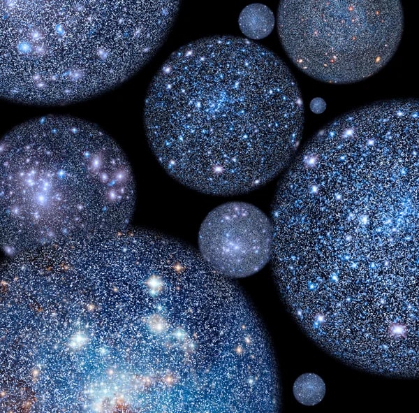 The multiverse — glowing parallel universes